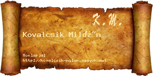 Kovalcsik Milán névjegykártya