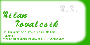 milan kovalcsik business card